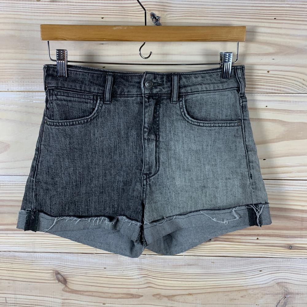 Pilcro Denim Shorts Womens 27 Grey Two-Tone‎ High Rise Signature Raw Hem